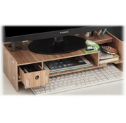 DIY電腦Monitor LCD屏幕升高台keyboard mouse收納適合Home Office（加厚版）有櫃桶 B 木色 電腦支架