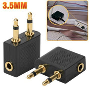 [Black + Gold] Gold-plated 3.5 Aircraft Plug 3.5 One Female Two Male Adapter Audio Adapter