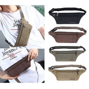 Khaki sports and leisure canvas invisible anti-theft close-fitting waist bag for men and women universal travel and cycling bag sports waist bag