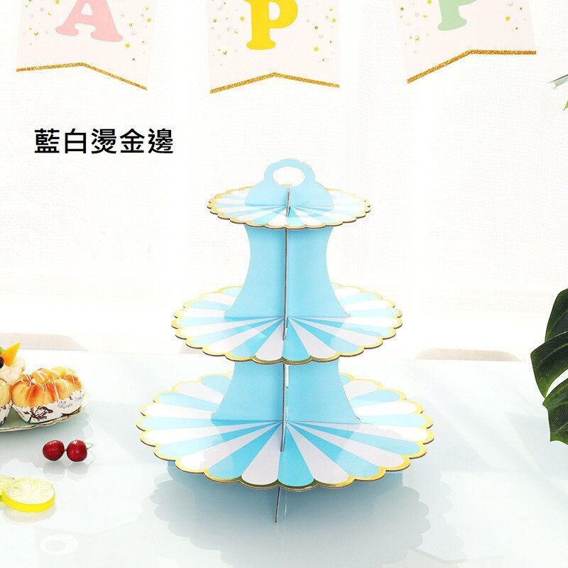 Three-tier dessert stand cake stand Cupcake stand afternoon tea party plate three-tier paper dessert cake stand birthday party supplies decorative supplies disposable tableware