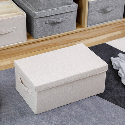Off-white small covered cotton storage box for clothing, toys and sundries multi-functional storage basket storage basket [parallel import]