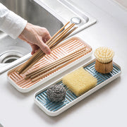 Kitchen double-layer water cup drain rack kitchen tableware storage basket household plastic fruit tray sponge rack