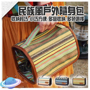 CLS 户外露營便攜收納包洗漱包 分格化妝袋 旅行化妝包 民族風整理袋 多功能收納包 梳洗用品收納 多用途收納袋 沐浴摺疊包 折疊隨身包 盥洗旅行包 便攜野餐包（綠色） 野餐用品