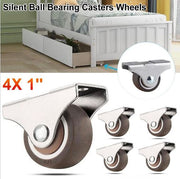 [4-pack] 1-inch linear pulley drawer coffee table pulley silent furniture rubber directional pulley with shaft
