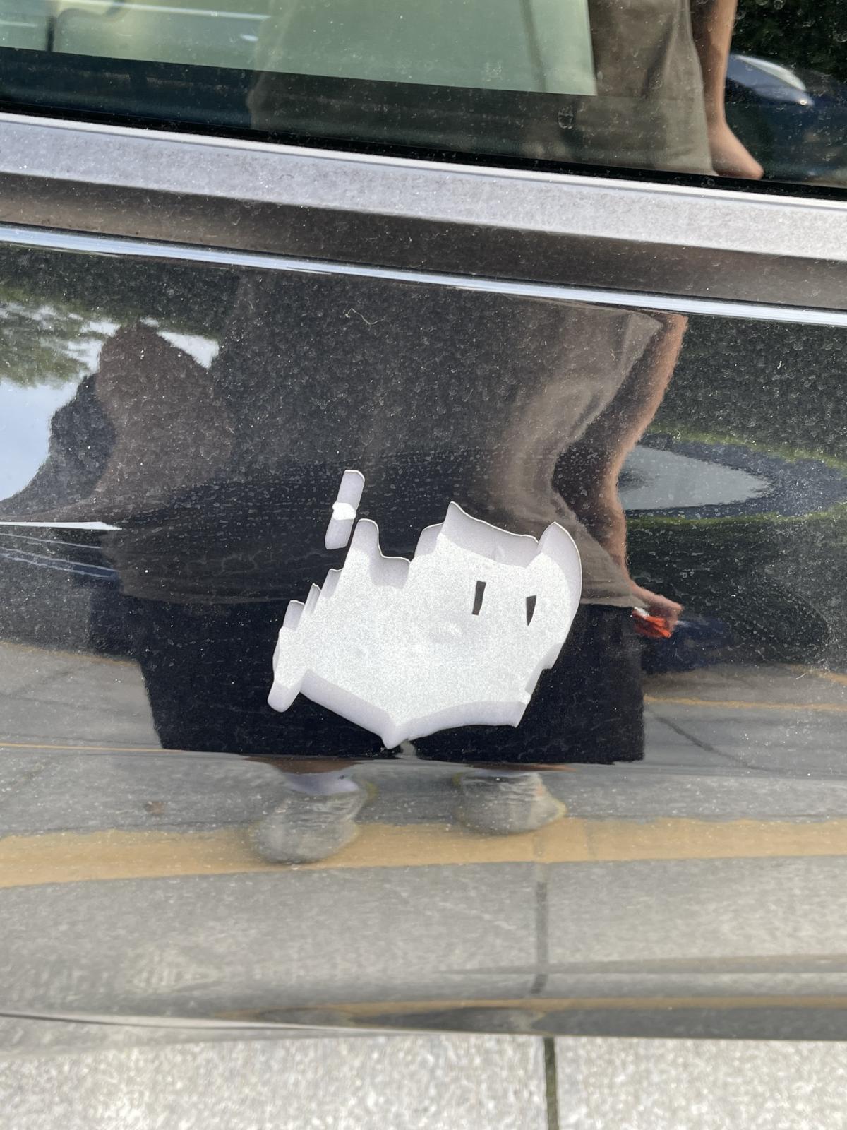 "Happy to the point of fuzzy" Cat Waterproof Decorative Sticker Car Trunk Macbook Laptop Sticker Car Body Scratches Holes Defect Covering Decorative Sticker (White)