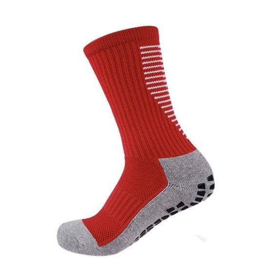红色条纹防滑足球袜男足球袜训练短袜篮球袜羽毛球袜毛巾袜子中筒运动袜子男装运动袜