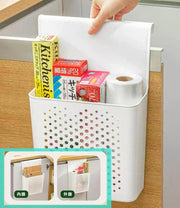 Cabinet door storage rack, door-mounted seasoning bottle storage basket, door-mounted storage rack, space-saving, punch-free storage basket