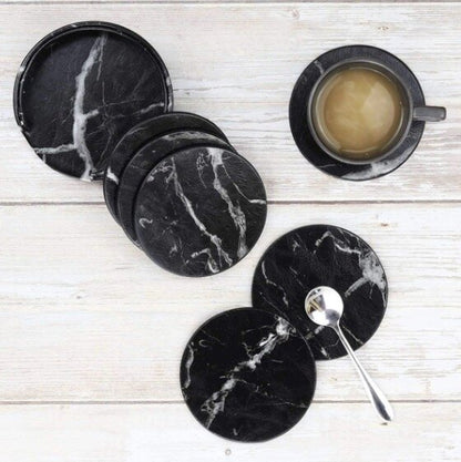 White marble coaster double-sided leather anti-scalding coffee beer tea coaster coaster