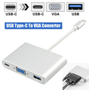 USB 3.1 Type-C转VGA转换器三合一带供电转换接头转换线
