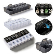 Large Capacity English Style Pill Organizer, Seven-Day, Double-Row 14-Compartment Pill Box