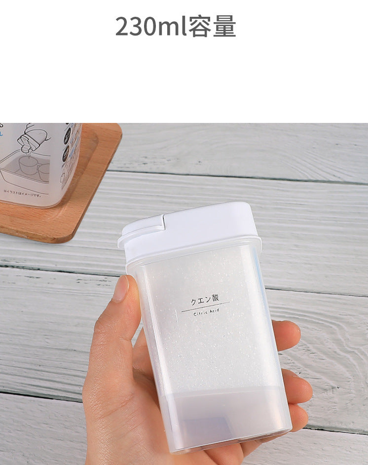 日本 LEC 定量雙開口粉末瓶 洗衣粉小蘇打檸檬酸過碳酸鈉漂白粉分裝瓶 家用罐裝洗劑粉清潔粉末收納盒 調味料計量瓶 密封防潮收納罐（230mL）