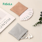 FaSoLa automatic closing shrapnel storage bag, scratch-resistant and wear-resistant AIRPOD protection bag, portable small storage bag, lipstick bag, travel storage bag, card holder, key bag, headphone storage bag, multi-functional storage bag