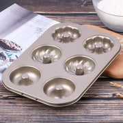 6-Cavity Donut Mold, Baking Hollow Cake Mold, Mini Chiffon Cake Mold, Oven-Safe, Non-Stick, Rust-Resistant Baking Pan and Molds