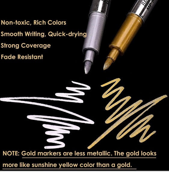 [1 pack] Gold metallic craft pen paint pen invitation sign sign pen signature greeting card famous pen ball pen