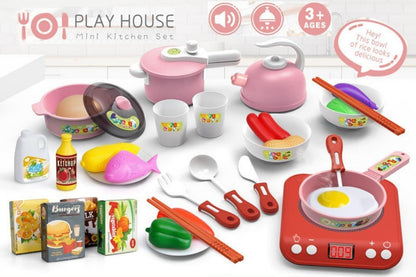 益智仿真电磁炉煮饭仔玩具套装36件厨房玩具认知玩具