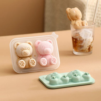 4-piece bear ice cube mold silicone ice tray household internet celebrity ice cream ice cream frozen ice ball ice box ice mold