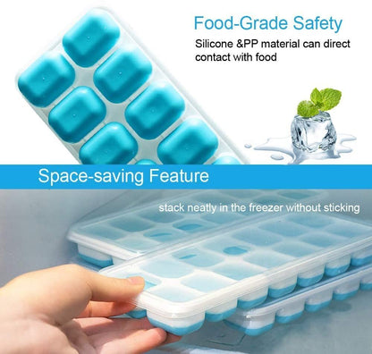 Single-piece push-type ice box blue + green set of 2