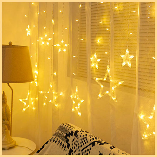 LED Romantic Starry Sky Curtain Light Romantic USB Powered LED Waterfall Light Hook Curtain Light Christmas Atmosphere Light Strip