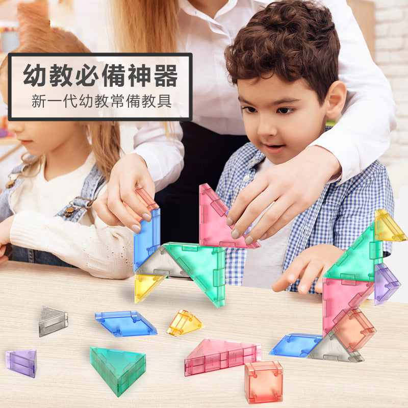 [Better than playing with iPad] 3D magnetic jigsaw puzzle children's essential 3D jigsaw puzzle building blocks children's educational early education thinking training toys parent-child education STEM cognitive creative training puzzle toys