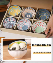 Japanese style series/gift box set of six Japanese tableware ceramic bowls/new rice bowl for home use/first choice for gift giving/Christmas gift/New Year gift/festival/family tableware set/ceramic bowl set