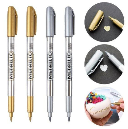 [1 Pack] Silver Metallic Craft Pen Paint Pen Invitation Sign-In Pen Signature Greeting Card Famous Pen Ball Pen