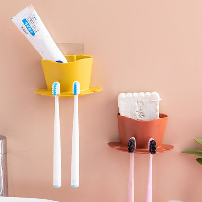 Creative hole-free wall-mounted toothbrush holder (blue) paper towel holder sponge holder scouring pad holder