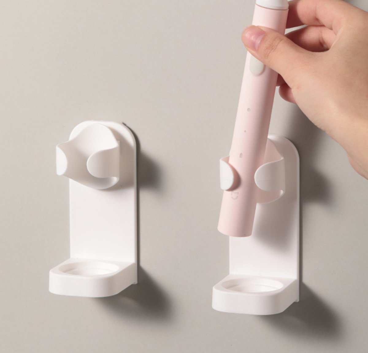 2PCS Punch-Free Japanese Style Simple Toothbrush Holder Wall-Mounted Suction Cup Storage Rack Muji Style Electric Toothbrush Wall Mount Punch-Free Toothbrush Holder Wall-Mounted Holder Suction Cup Storage Rack Bathroom Toothbrush Organizer Draining