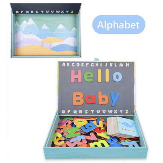 兒童磁性英語拼字, 幼兒英文教材，英語拼字遊戲，學前早教訓練，字母拼圖，早期英文啟蒙訓練，拼寫學習玩具，ABC木製顏色字母遊戲 認知玩具