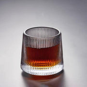 豎紋陀螺玻璃杯 咖啡杯 酒杯 茶杯 陀螺玻璃杯子家用喝水杯創意錘紋酒吧厚底旋轉威士忌酒杯酒具