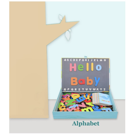 儿童磁性英语拼字, 幼儿英文教材，英语拼字游戏，学前早教训练，字母拼图，早期英文启蒙训练，拼写学习玩具，ABC木制颜色字母游戏认知玩具