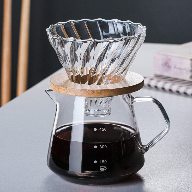 Glass hand brewed coffee pot set coffee filter cup sharing pot brewing pot coffee utensil 600ML coffee pot