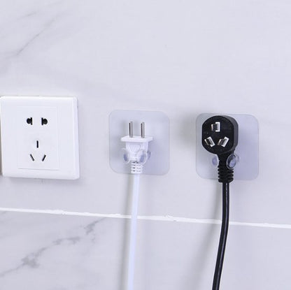 2-Pack Plug Holders - Non-marking, No-Drill Adhesive Hooks for Home Kitchen Walls, Power Strip Hooks