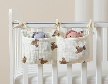 嬰兒床掛收納袋寶寶床頭掛袋掛籃床邊床圍欄收納床上置物袋收納盒 嬰兒車掛袋
