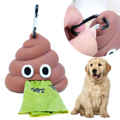 Portable poop bag organizer for dogs (free 6 poop bags), large capacity, difficult to wear poop bag, pet waste bag dispenser, portable poop bag for cats and dogs when going out, dog poop bag poop-shaped pet dispenser