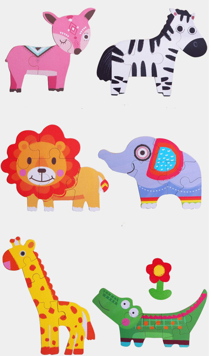 動物交通鐵盒雙面拼圖 玩具 學習拼圖 動物 木製玩具