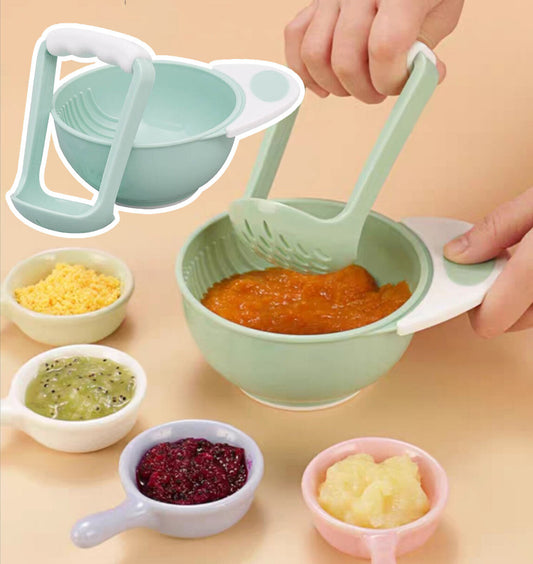 Baby food supplement grinding bowl, manual fruit and vegetable puree grinding tool and garlic mashed potato grinding dish