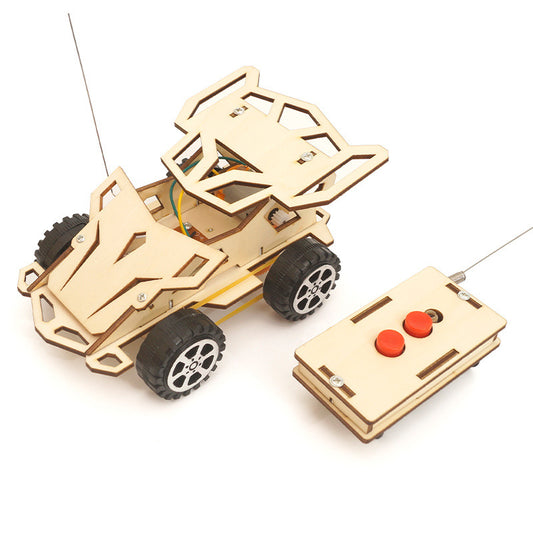 益智科学实验木制DIY手工遥控车拼装模型木制玩具