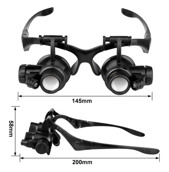 Double glasses magnifying glass HD high magnification with light LED watch repair jewelry appraisal 10 times 15 times 20 times 25 times magnifying glass