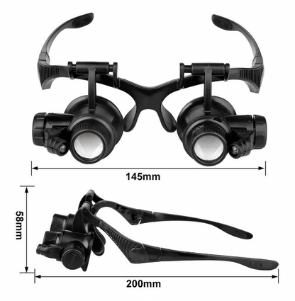 雙眼鏡式 放大鏡 高清高倍 帶燈LED 鐘錶維修 珠寶鑑定 10倍 15倍 20倍 25倍 放大鏡