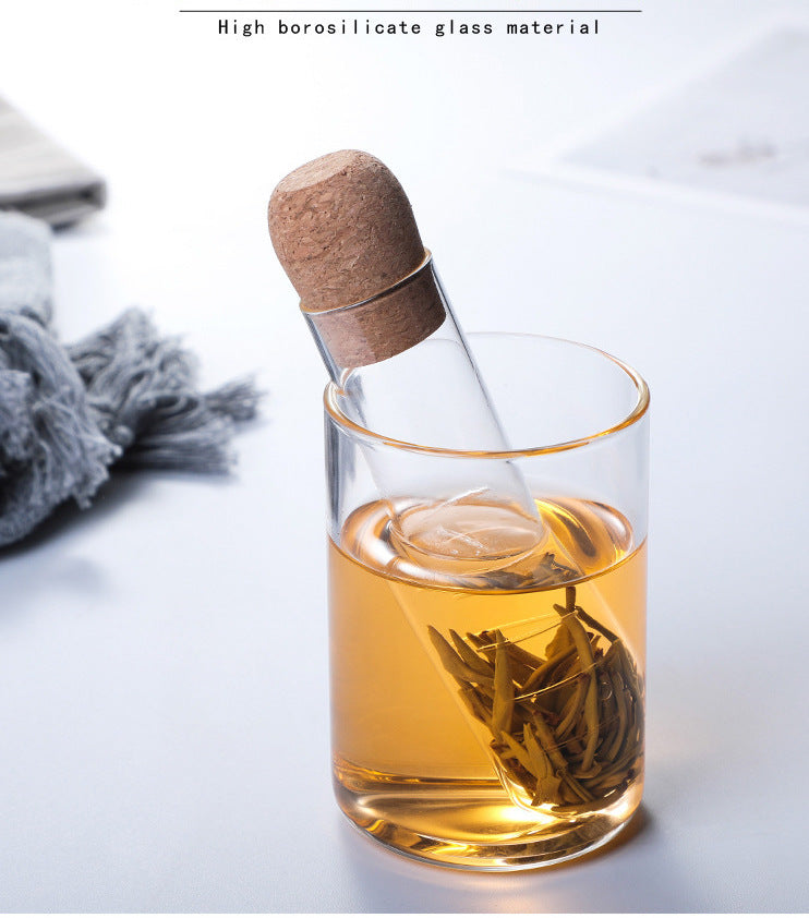 Glass test tube tea filter high temperature resistant tea leak tea brewer household tea set accessories tea leak tea filter summer tea tea pulp filter