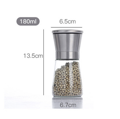 180ml stainless steel pepper grinder manual glass grinding bottle spice bottle [parallel import] seasoning container