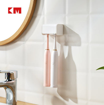 Japan KM.810 adhesive seamless double grid electric toothbrush holder simple toothbrush holder adhesive dust-proof toothbrush hanger
