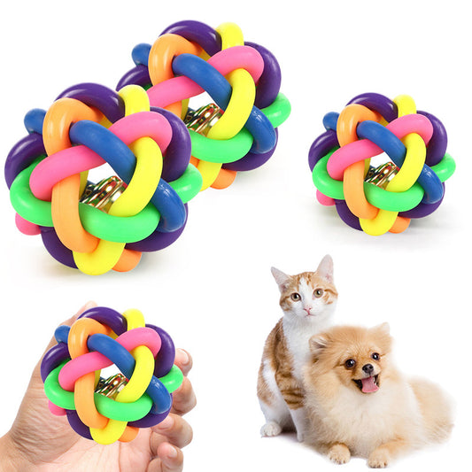 Pet toy ball colorful bell ball small medium large dog toy rainbow ball cat toy medium diameter 7CM