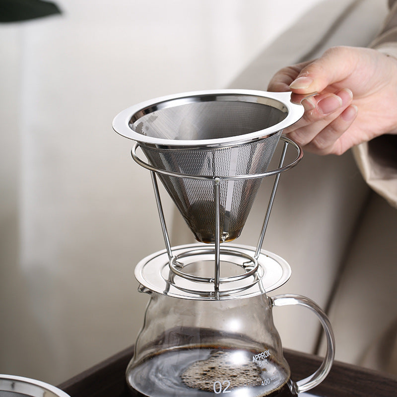 Coffee filter tea residue funnel 304 stainless steel double layer filter hand brewed coffee screen coffee pot