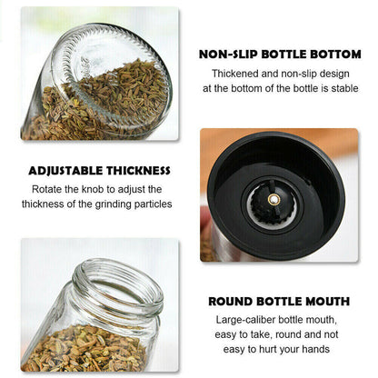 Seasoning grinder glass grinding bottle restaurant household grinding seasoning jar grinding jar manual pepper grinder seasoning grinding bottle