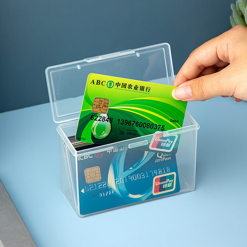 透明卡片收納盒 可疊加卡扣式棉簽飾品 卡片簿盒