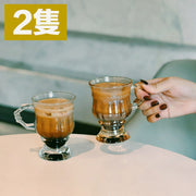 2隻 復古高貴浮雕琥珀茶色玻璃杯