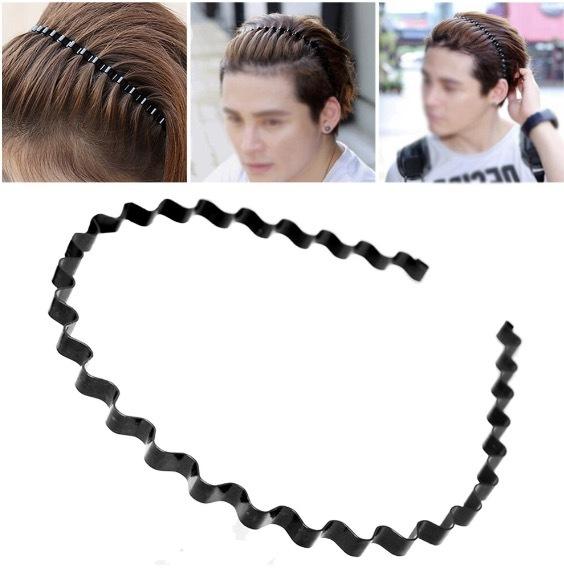 Black Korean wavy hair hoop sports headband retro big back hair hoop long hair iron hairpin