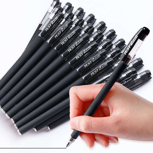 磨砂桿中性筆0.5水筆簽字水性黑色筆學生用品辦公文具 黑色10枝一套