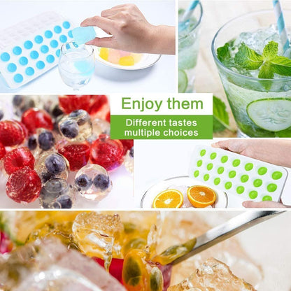 Single-piece push-type ice box, round ice cubes (random color)